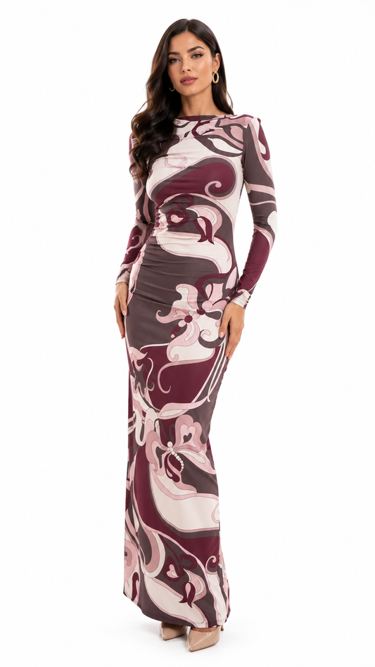 Empress Bordeaux Maxi Dress for Women Skirt split