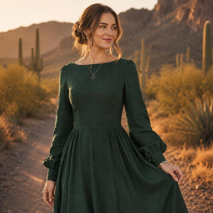 Women's Long Sleeve Linen Maxi Dress Women’s Long Sleeve Linen Maxi Dress