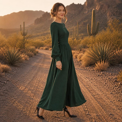 Women's Long Sleeve Linen Maxi Dress Women’s Long Sleeve Linen Maxi Dress