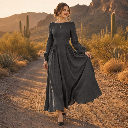Women's Long Sleeve Linen Maxi Dress Women’s Long Sleeve Linen Maxi Dress