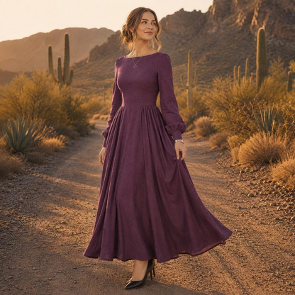 Women's Long Sleeve Linen Maxi Dress Women’s Long Sleeve Linen Maxi Dress