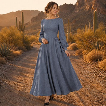 Women's Long Sleeve Linen Maxi Dress Women’s Long Sleeve Linen Maxi Dress