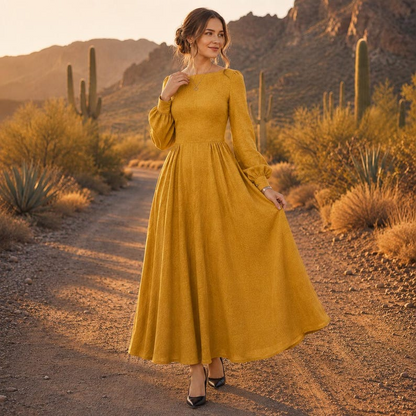 Women's Long Sleeve Linen Maxi Dress Women’s Long Sleeve Linen Maxi Dress