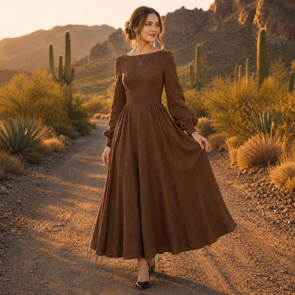 Women's Long Sleeve Linen Maxi Dress Women’s Long Sleeve Linen Maxi Dress