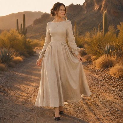Women's Long Sleeve Linen Maxi Dress Women’s Long Sleeve Linen Maxi Dress