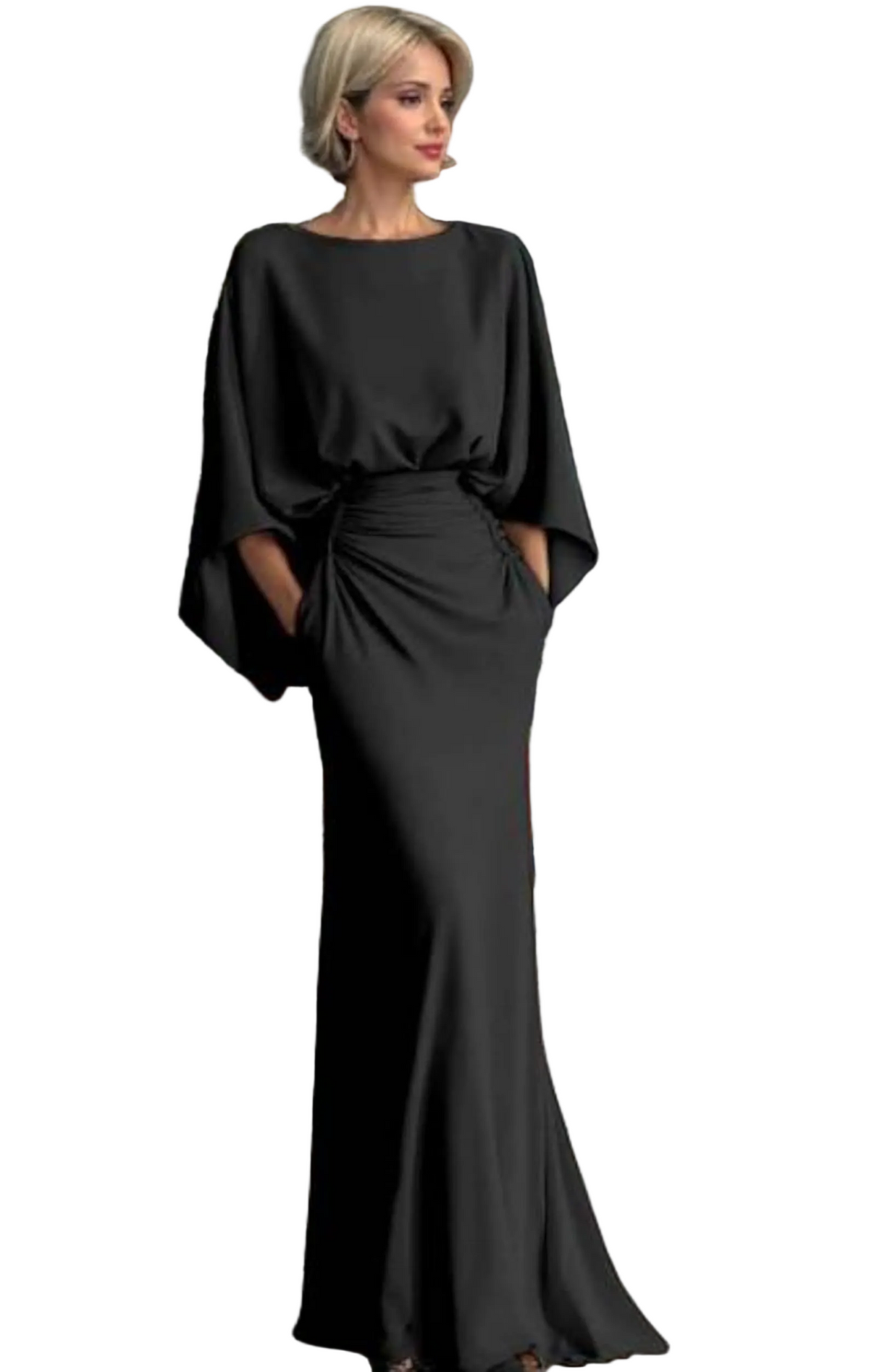 Women’s Backless Pleated V-Neck Maxi Dress, Elegant Evening Wear