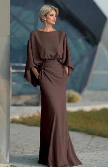 Women’s Backless Pleated V-Neck Maxi Dress, Elegant Evening Wear
