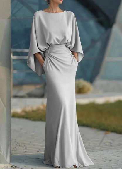 Women’s Backless Pleated V-Neck Maxi Dress, Elegant Evening Wear