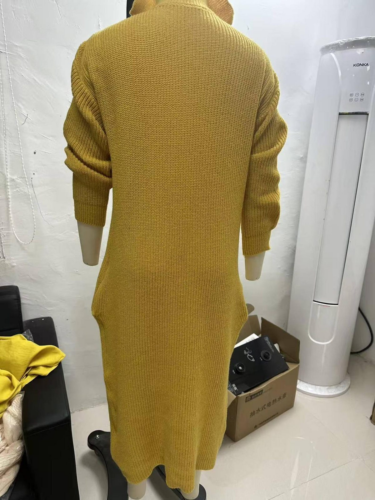 Women’s Knitted Midi Sweater Dress, Elegant Long-Sleeve Winter Outfit