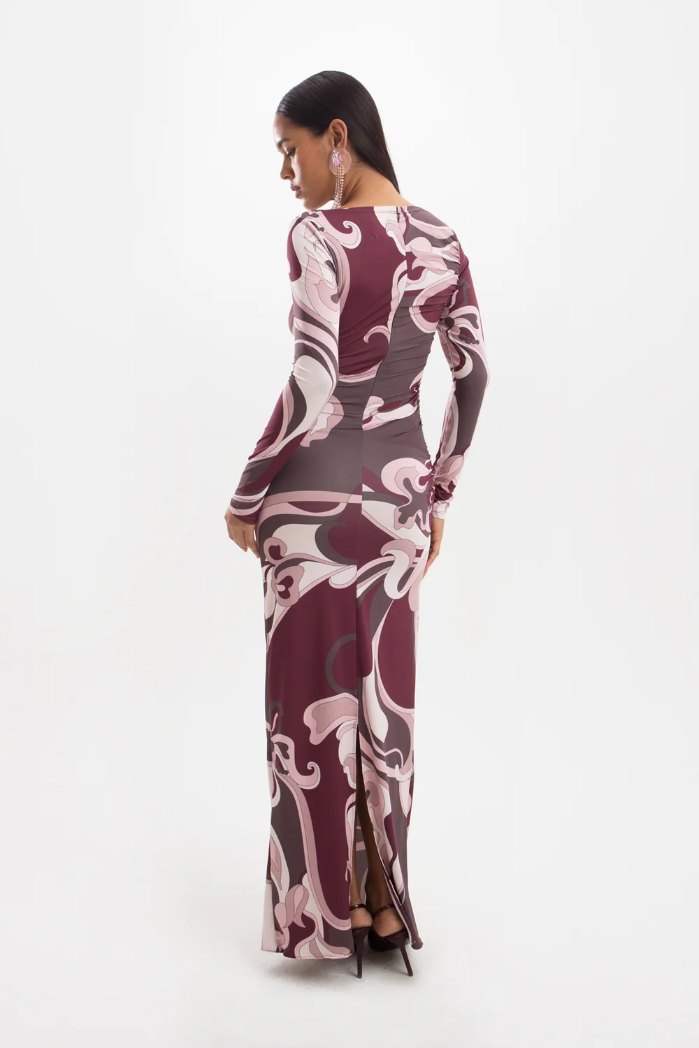 Empress Bordeaux Maxi Dress for Women Skirt split