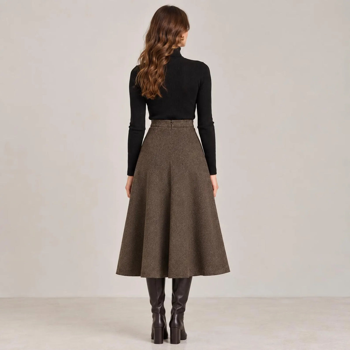 A-Line Midi Skirt Sewing Pattern, Wool Fabric, Winter Sewing