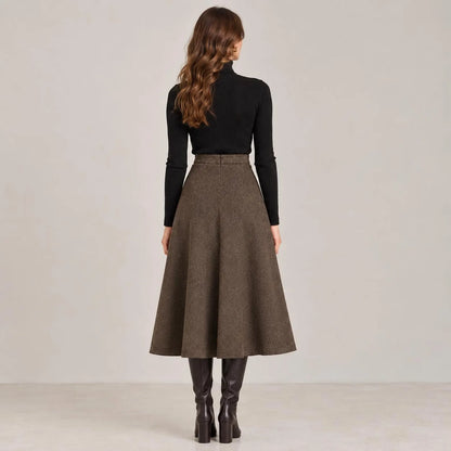 A-Line Midi Skirt Sewing Pattern, Wool Fabric, Winter Sewing