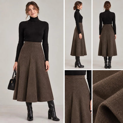 A-Line Midi Skirt Sewing Pattern, Wool Fabric, Winter Sewing