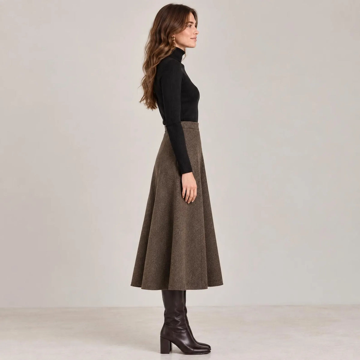 A-Line Midi Skirt Sewing Pattern, Wool Fabric, Winter Sewing