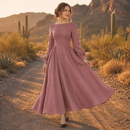 Women's Long Sleeve Linen Maxi Dress Women’s Long Sleeve Linen Maxi Dress